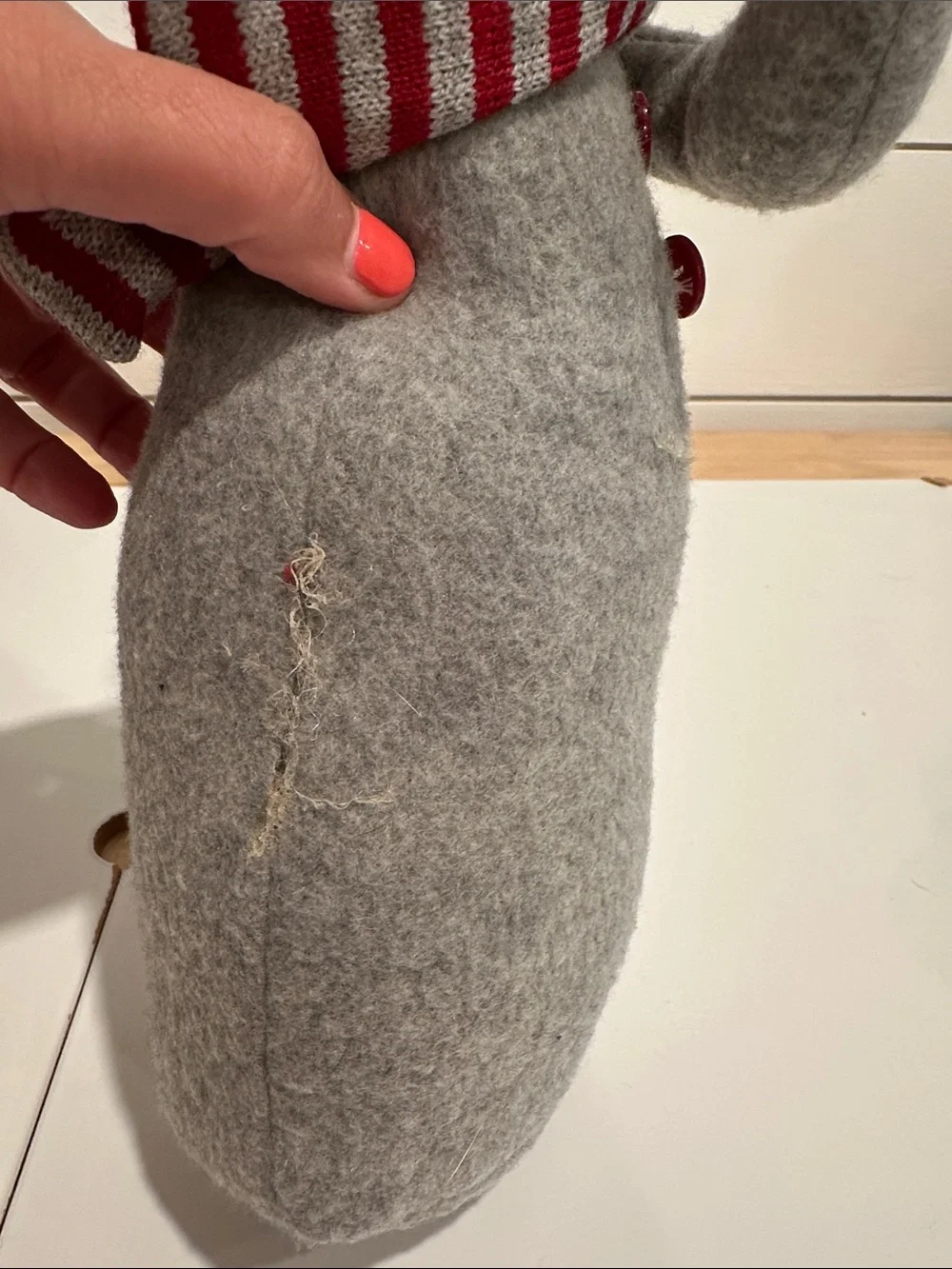 Gray Felt Mouse Pair with Red Accents